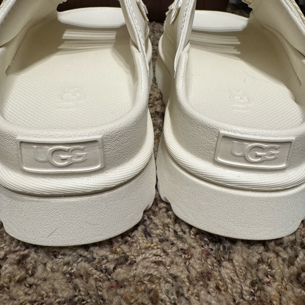 UGG Cream Triple-Strap Goldenglow Platform Sandals, size 7 - Picture 9 of 10